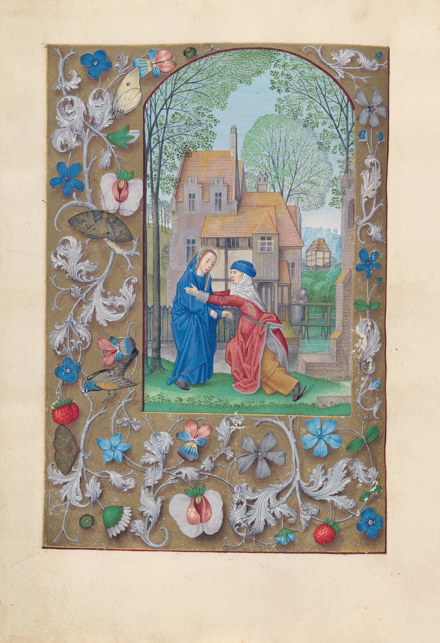 Hodiny španělské královny Isabely Katolické:  Fol. 115v, Návštěva od Master of the First Prayerbook of Maximillian