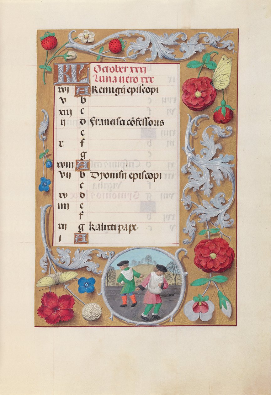 Hodiny královny Isabely Katolické, královny Španělska: Fol. 11. října, c. 1500. od Master of the First Prayerbook of Maximillian