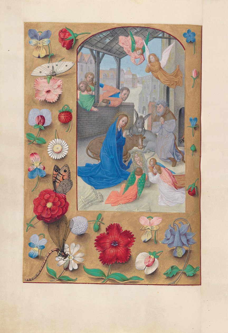 Hodiny královny Isabely Katolické, královny Španělska: Fol. 126v, Narození Páně, c. 1500. od Master of the First Prayerbook of Maximillian