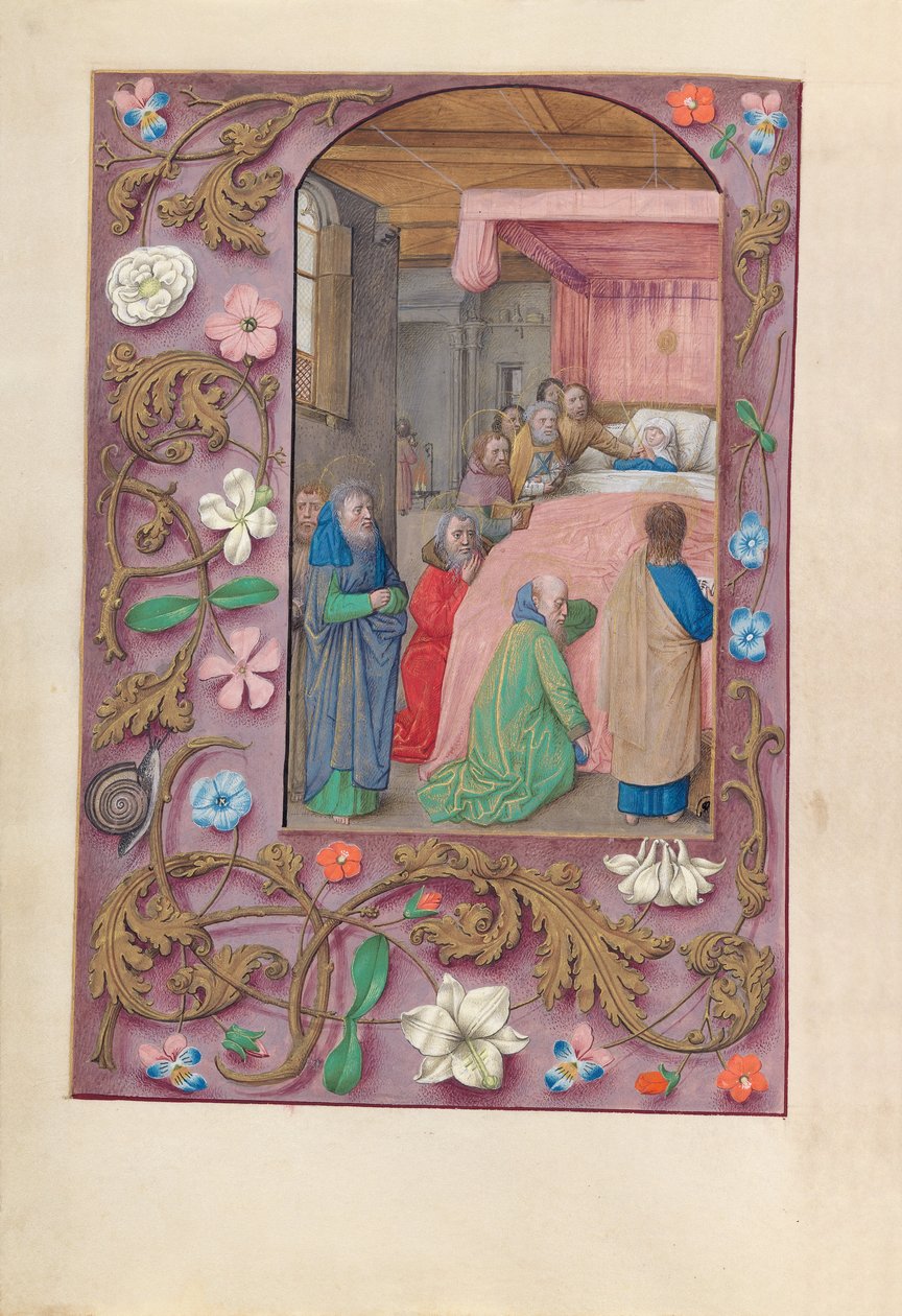 Hodiny královny Isabely Katolické, královny Španělska: Fol. 154v, Smrt Panny, c. 1500. od Master of the First Prayerbook of Maximillian