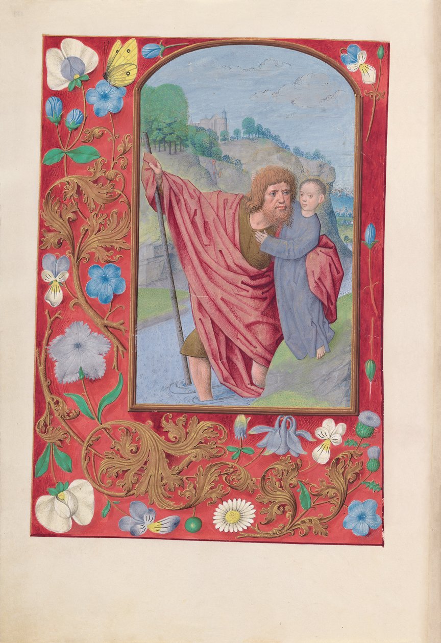 Hodiny královny Isabely Katolické, královny Španělska: Fol. 179v, St. Christopher, c. 1500. od Master of the First Prayerbook of Maximillian