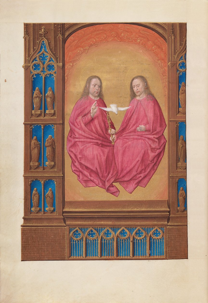 Hodiny španělské královny Isabely Katolické:  Fol. 17v, Trojice od Master of the First Prayerbook of Maximillian