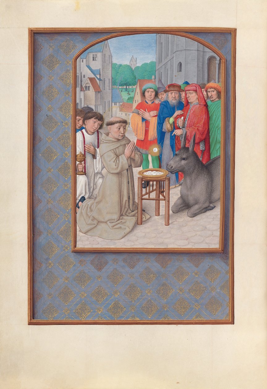 Hodiny královny Isabely Katolické, královny Španělska: Fol. 187v, sv. Antonín Paduánský, kol. 1500. od Master of the First Prayerbook of Maximillian