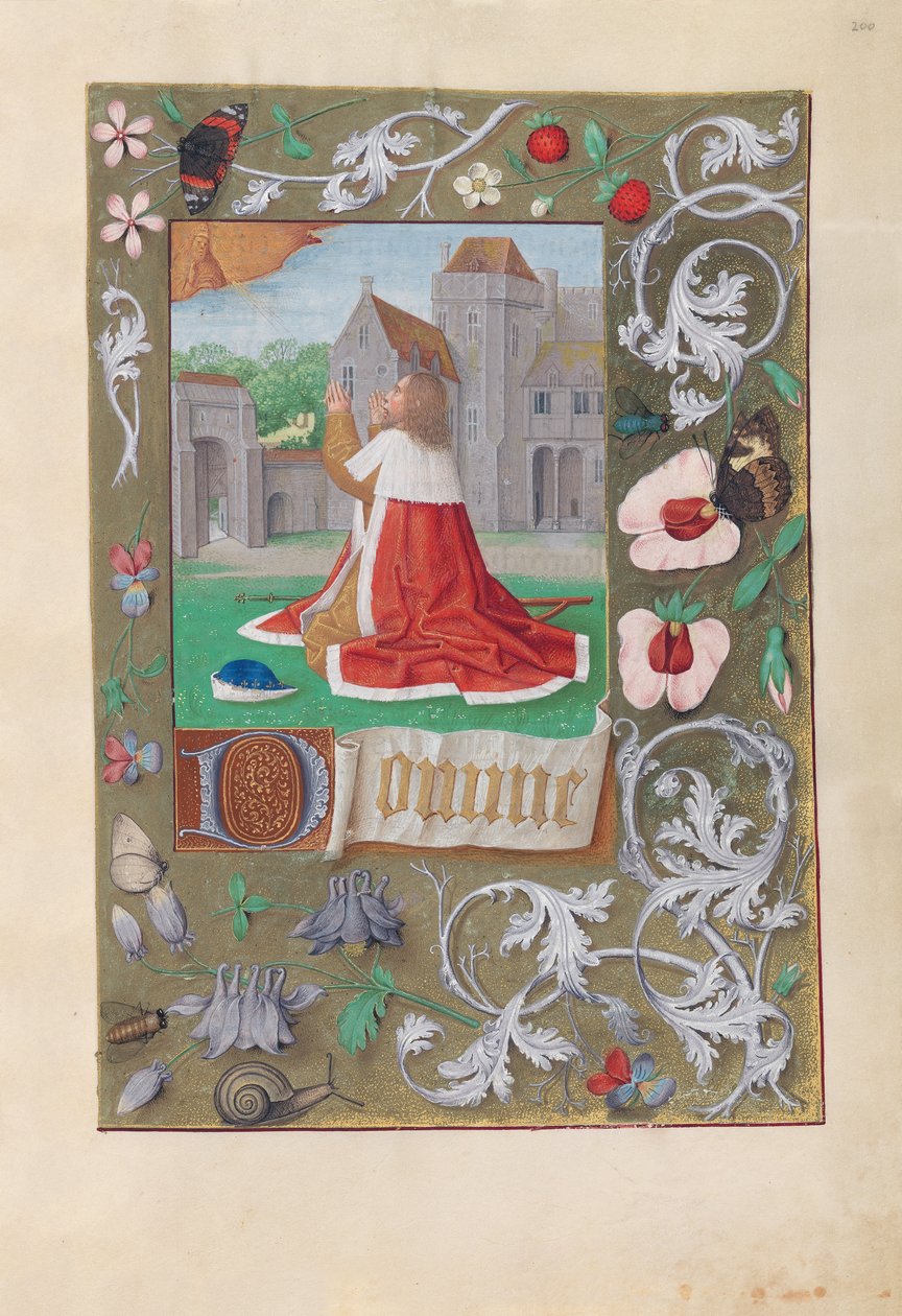 Hodiny královny Isabely Katolické, královny Španělska: Fol. 200r, David, c. 1500. od Master of the First Prayerbook of Maximillian