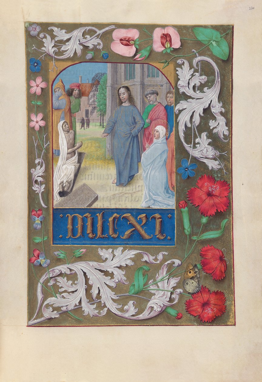 Hodiny královny Isabely Katolické, královny Španělska: Fol. 220r, Vzkříšení Lazara, c. 1500. od Master of the First Prayerbook of Maximillian