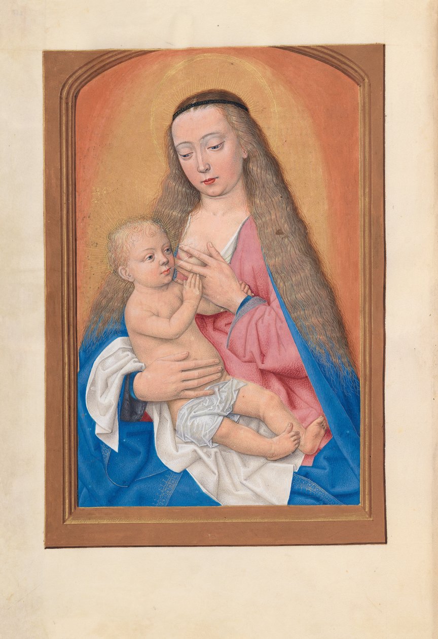 Hodiny královny Isabely Katolické, královny Španělska: Fol. 257v, Madona s dítětem, c. 1500. od Master of the First Prayerbook of Maximillian
