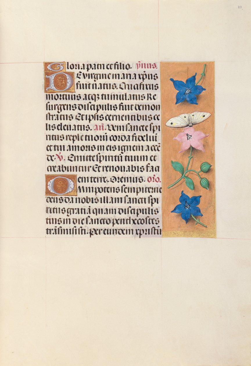 Hodiny královny Isabely Katolické, královny Španělska: Fol. 33r, c. 1500. od Master of the First Prayerbook of Maximillian