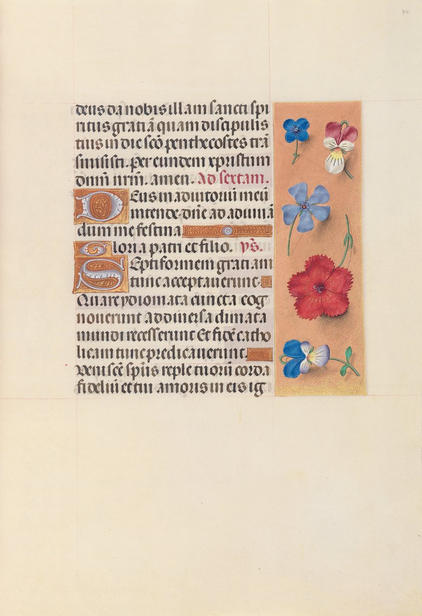 Hodiny královny Isabely Katolické, královny Španělska: Fol. 34r, c. 1500. od Master of the First Prayerbook of Maximillian