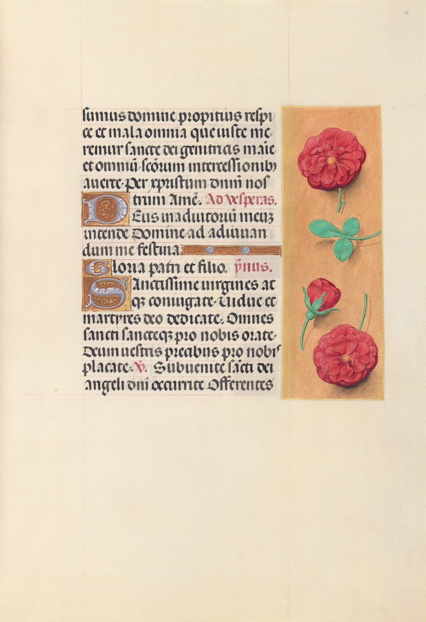 Hodiny královny Isabely Katolické, královny Španělska: Fol. 41r, c. 1500. od Master of the First Prayerbook of Maximillian