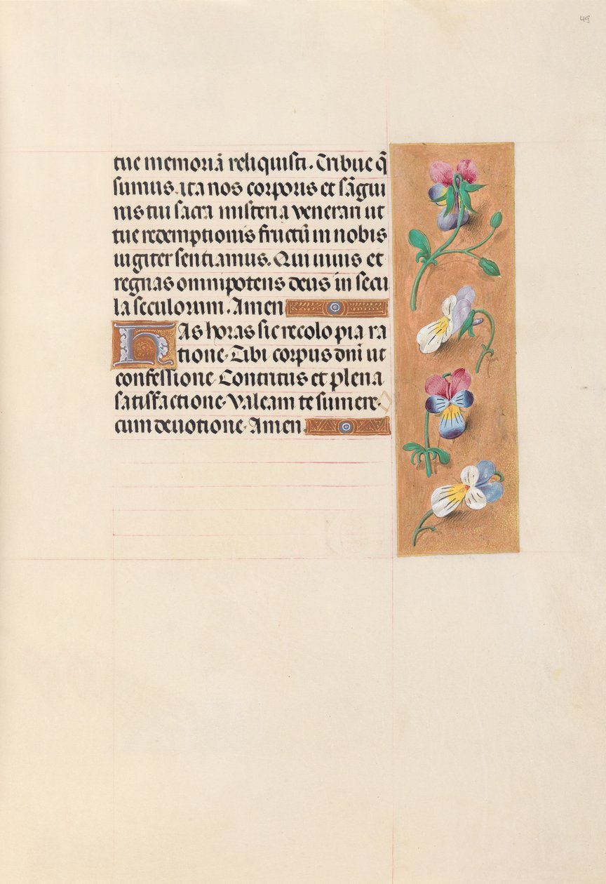Hodiny královny Isabely Katolické, královny Španělska: Fol. 49r, c. 1500. od Master of the First Prayerbook of Maximillian
