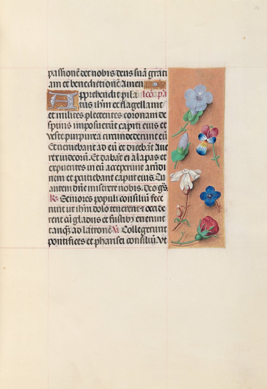 Hodiny královny Isabely Katolické, královny Španělska: Fol. 54r, c. 1500. od Master of the First Prayerbook of Maximillian