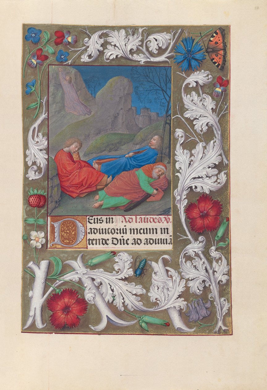 Hodiny španělské královny Isabely Katolické:  Fol. 57r, Agónie v zahradě od Master of the First Prayerbook of Maximillian
