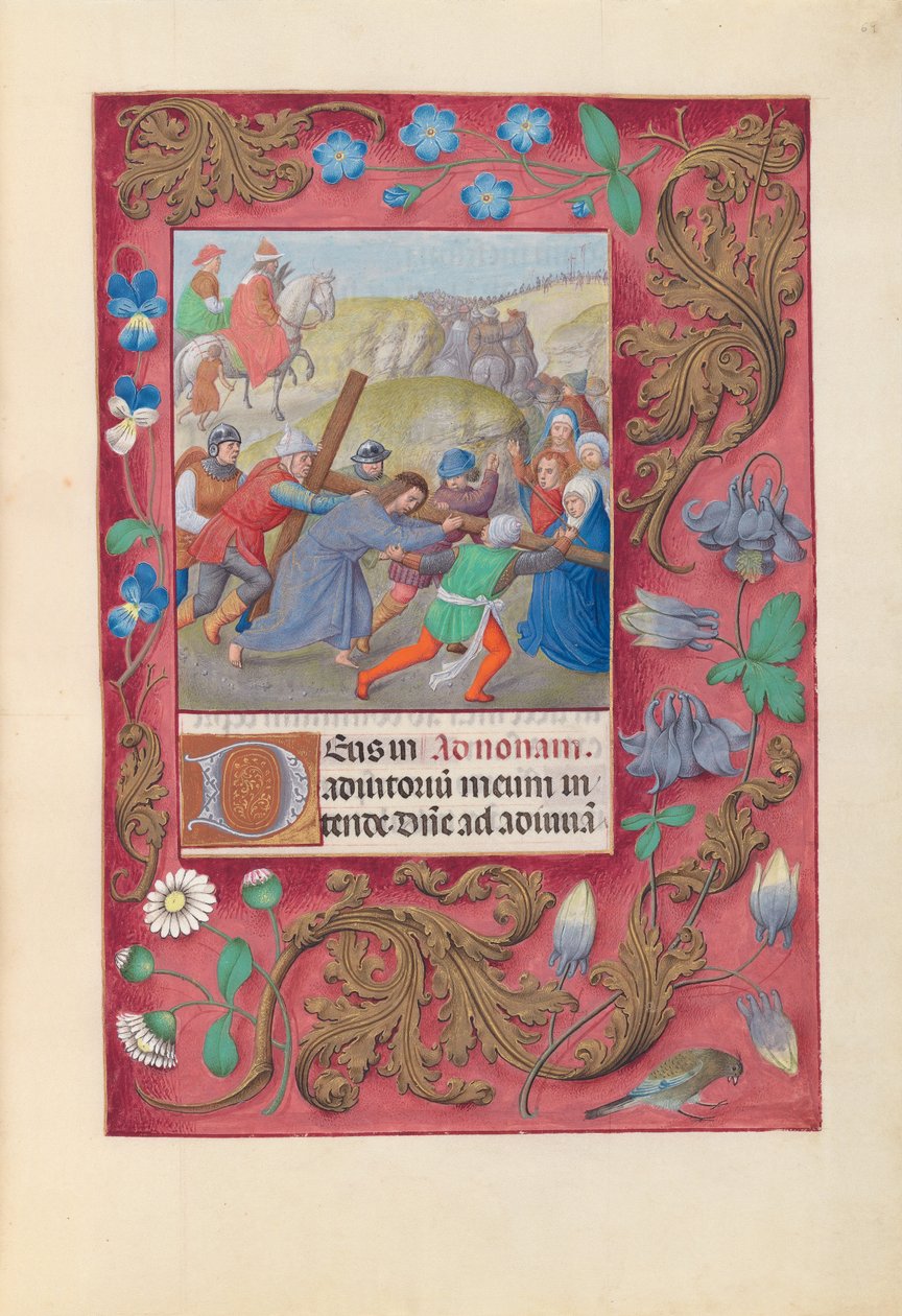 Hodiny španělské královny Isabely Katolické:  Fol. 69r, Kristus nesoucí kříž od Master of the First Prayerbook of Maximillian