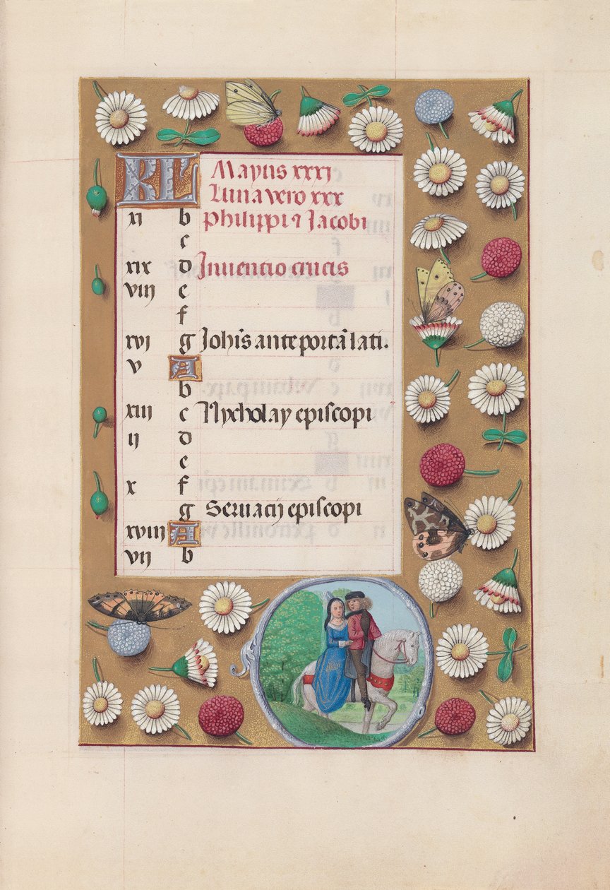 Hodiny královny Isabely Katolické, královny Španělska: Fol. 6r, květen, c. 1500. od Master of the First Prayerbook of Maximillian