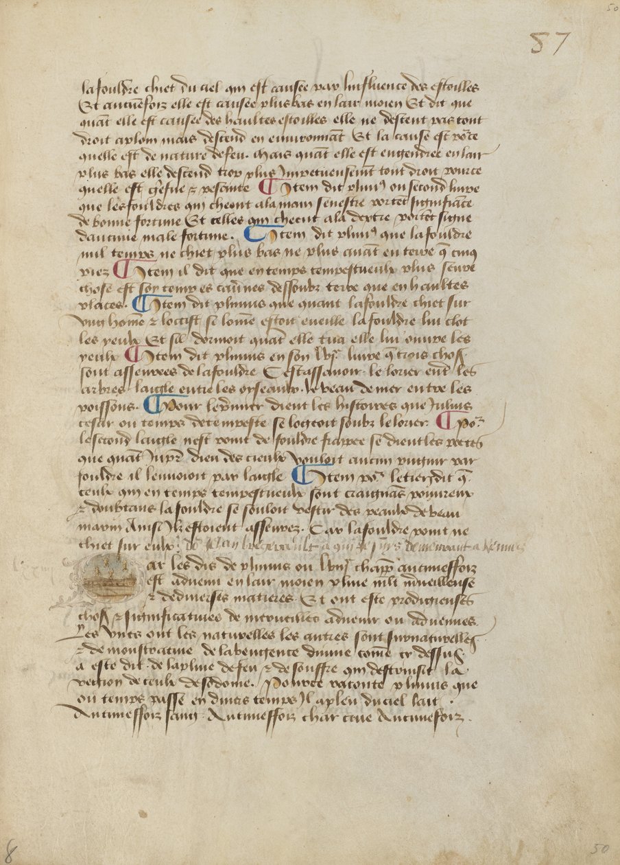Historizovaná iniciála P: Liják ropuch, žab a havěti od Master of the Geneva Boccaccio