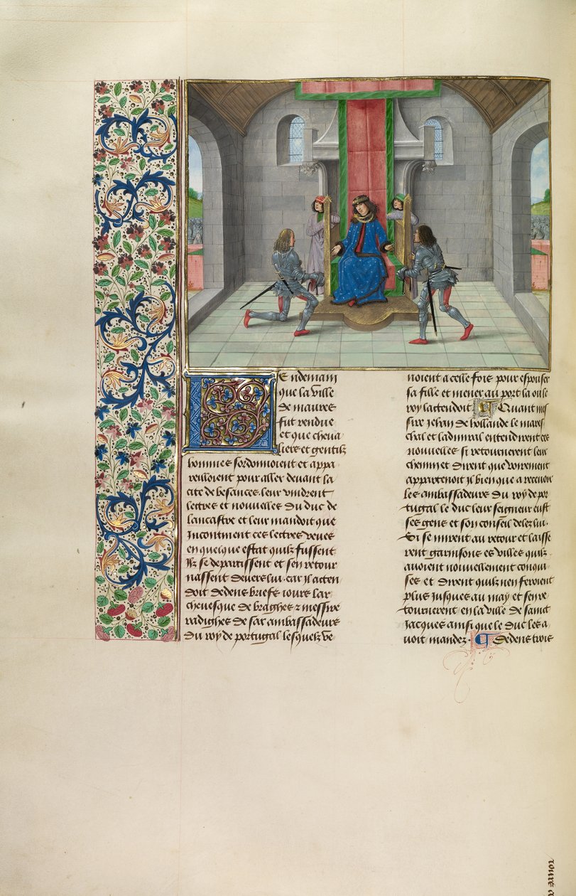 Jan z Gauntu zve hosty na svatbu své dcery s portugalským králem od Master of the Getty Froissart