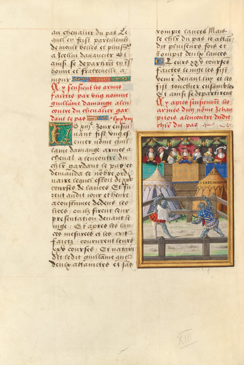 Boj Jacquese de Lalaing s esquirem Jeanem Pitoisem při předávání zbraní Fontány slz od Master of the Getty Lalaing