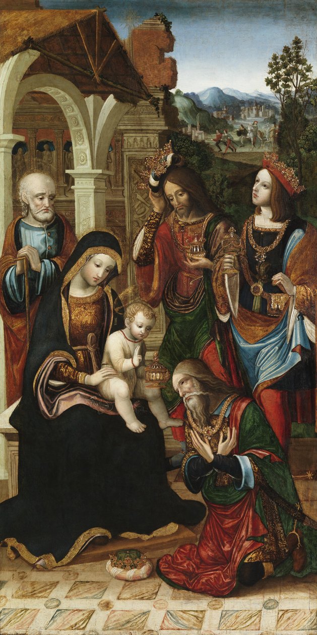 Klanění tří králů, cca 1503-10 (olej na panelu) od Master of the Glasgow Adoration