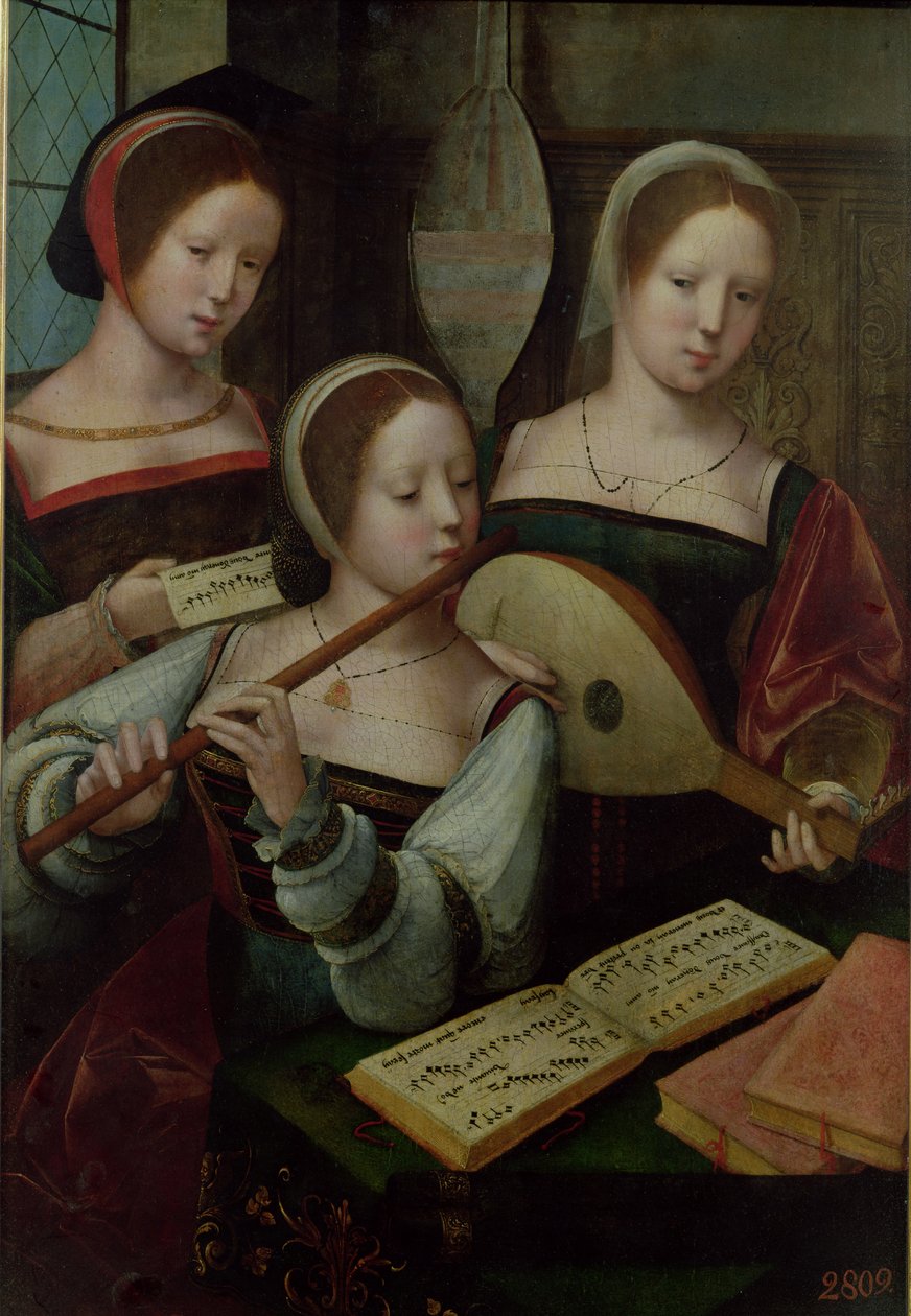 Tři hudebníci (tempera na panelu) od Master of the Half Figures