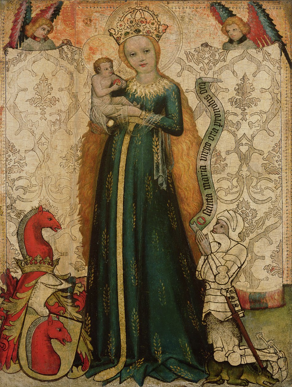 Madona a dítě s klasy, 1440-50 od Master of the Hallein Altarpiece
