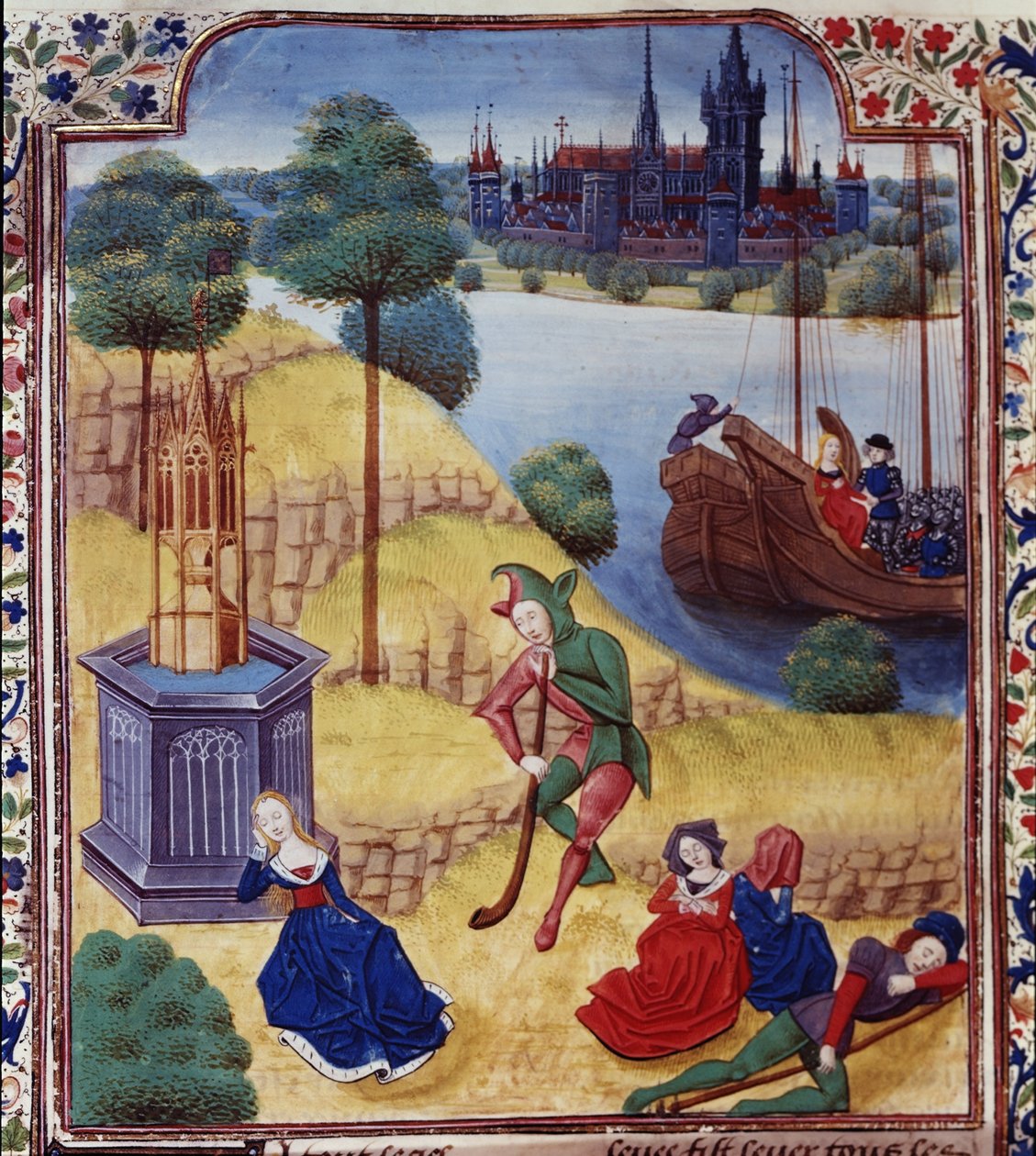 Přidejte 35322 fol.227v Ephigenia and Cimone, od Giovanniho Boccaccia (1313-75) 