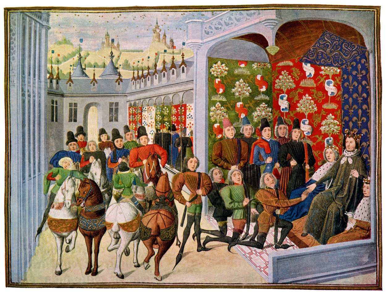 Francouzský král Jindřich VI. přijímá anglické vyslance, 15. století. od Master of the Harley Froissart