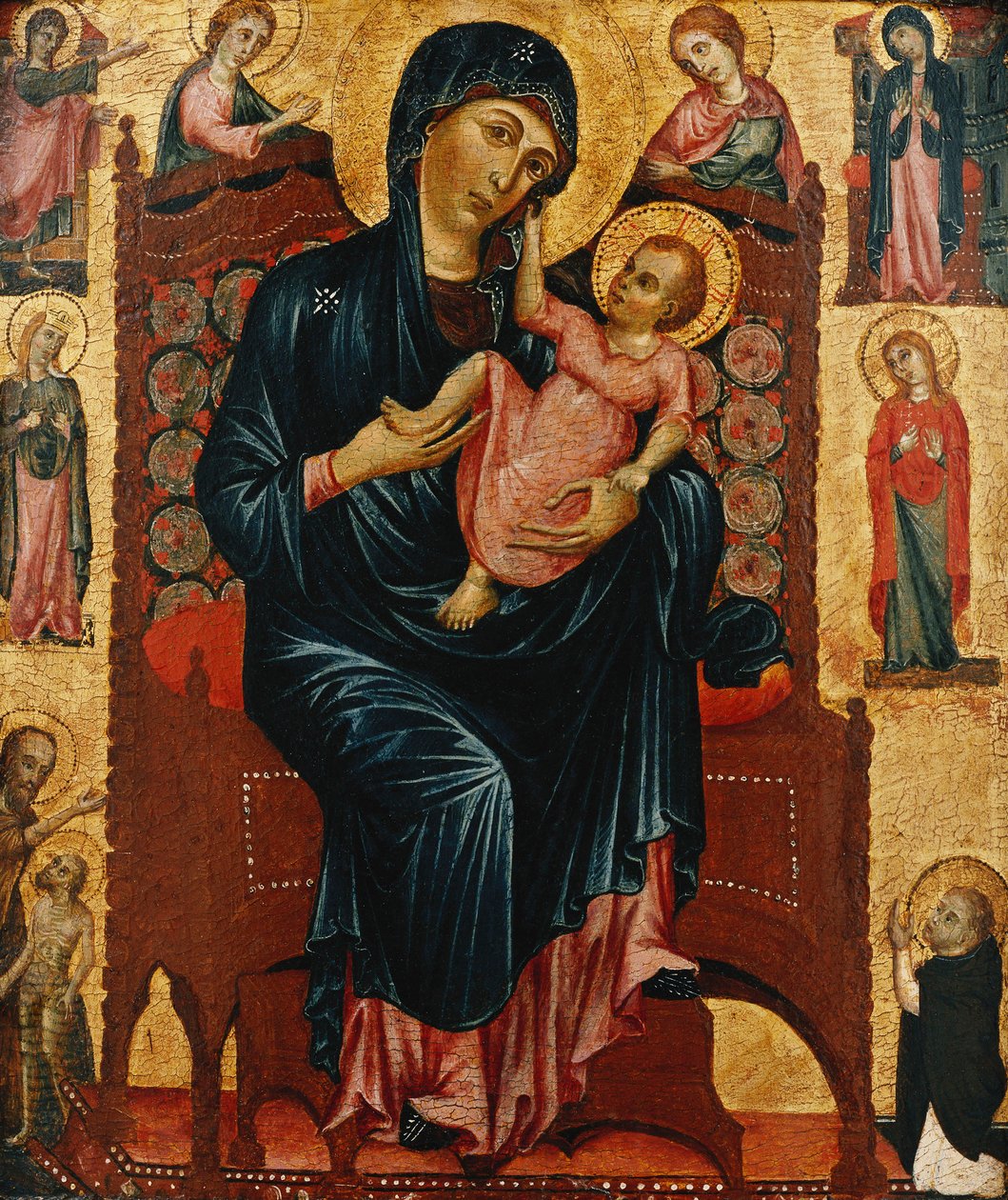 Madona a Kristus na trůnu se svatými od Master of the Magdalen