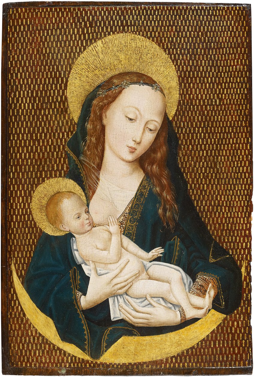 Maria lactans na půlměsíci, asi 1485 od Master of the Magdalen Legend,