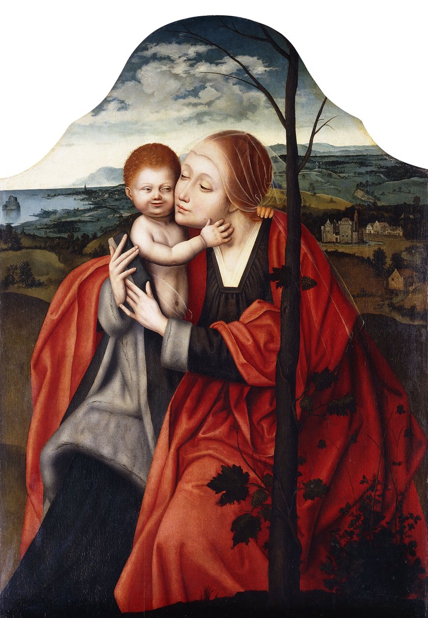 Panna a dítě sedící u stromu od Master of the Mansi Magdalen