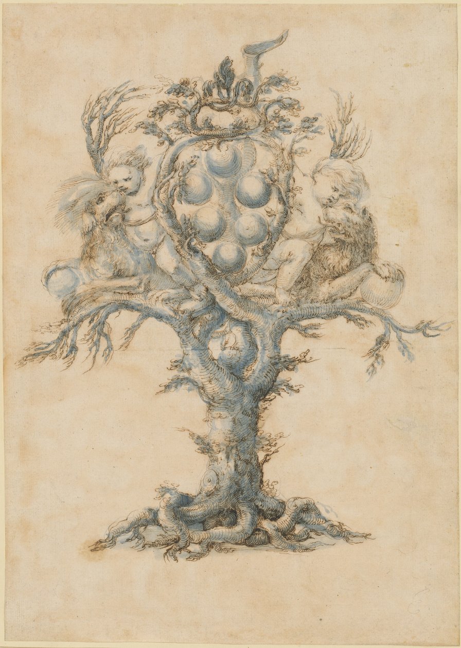 Dekantér na víno se lvy a putti od Master of the Medici Banquet Decanters