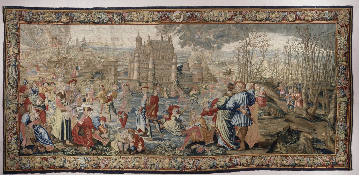 Winter, ze série Seasons of Lucas, kolem 1535 (vlna a hedvábí) od Master of the Months of Lucas Master of the Months of Lucas