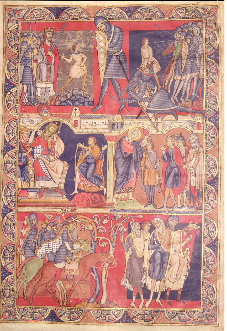 Scény ze života Samuela, Saula a Davida z Winchesterské bible, 1160-80 od Master of the Morgan Leaf