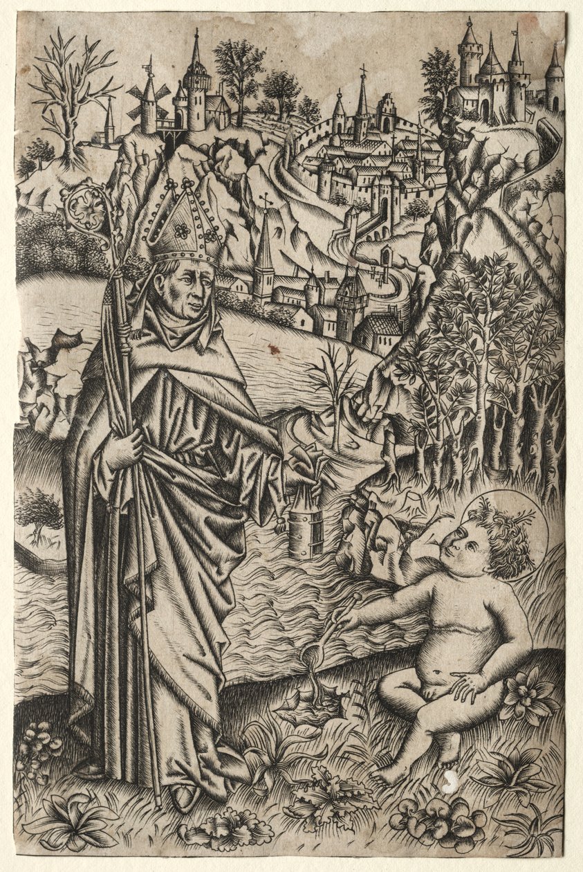 Svatý Augustin a dítě na břehu moře, c. 1465-1469. od Master of the Nuremberg Passion