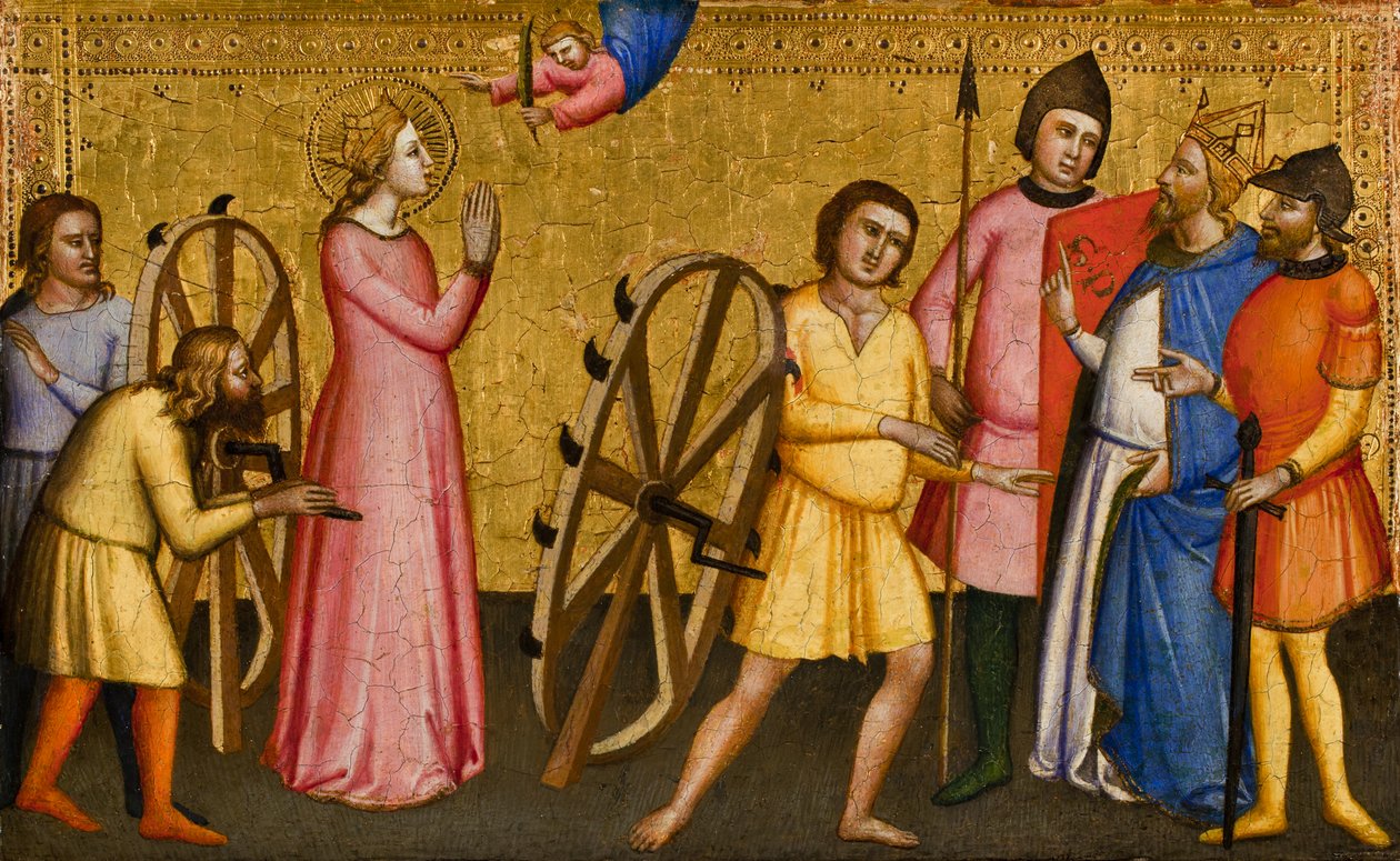 Ordeal svaté Kateřiny Alexandrijské, 1365-90 od Master of the Orcagnesque Misericordia