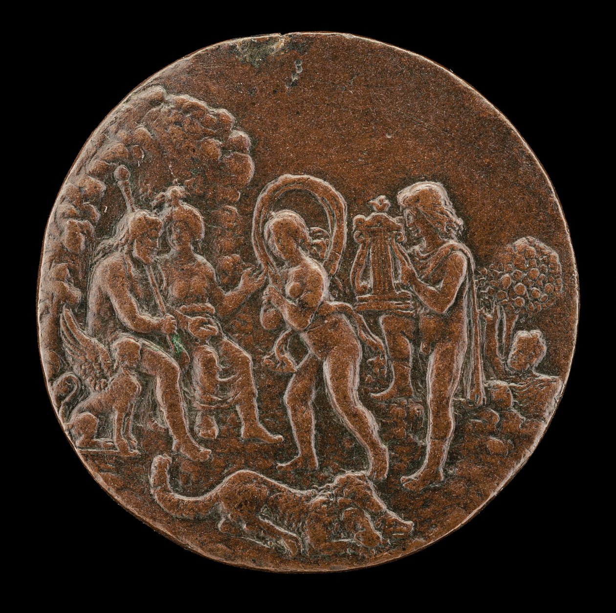 Orfeus a Eurydika Před Plutem a Proserpinou, čtvrtá čtvrtina 15. století. od Master of the Orpheus Legend
