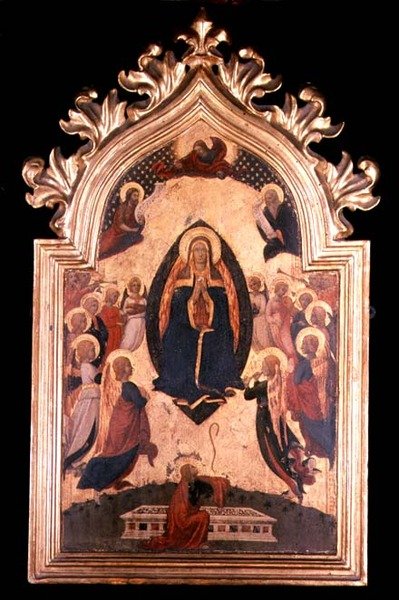 Madonna v Mandorle s hudbou tvořící anděly od Master of the Osservanza