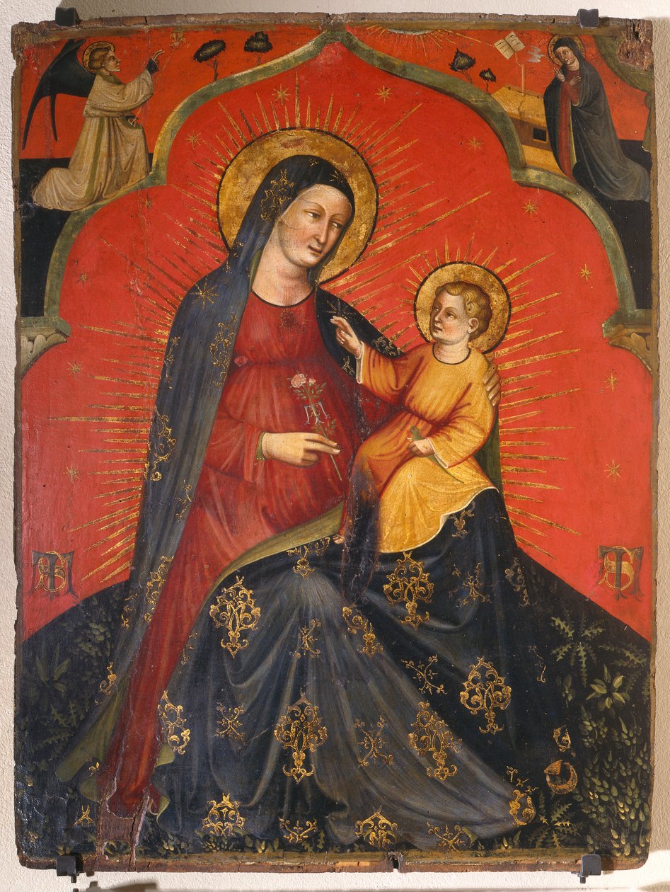 Madonna a dítě a Zvěstování, kolem 1390 (tempera na panelu) od Master of the Pesaro Crucifix