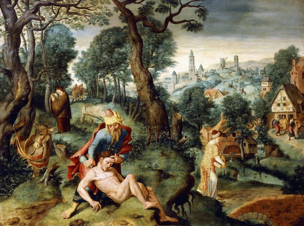 Podobenství o milosrdném Samaritánovi, od Master of the Prodigal Son