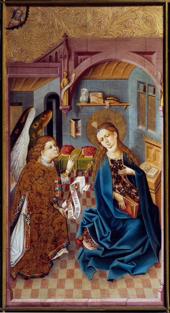 Obraz Zvěstování Mistra Horního Rýna (15. století) 1460 Lyon, Musee des Beaux Arts od Master of the Rhine