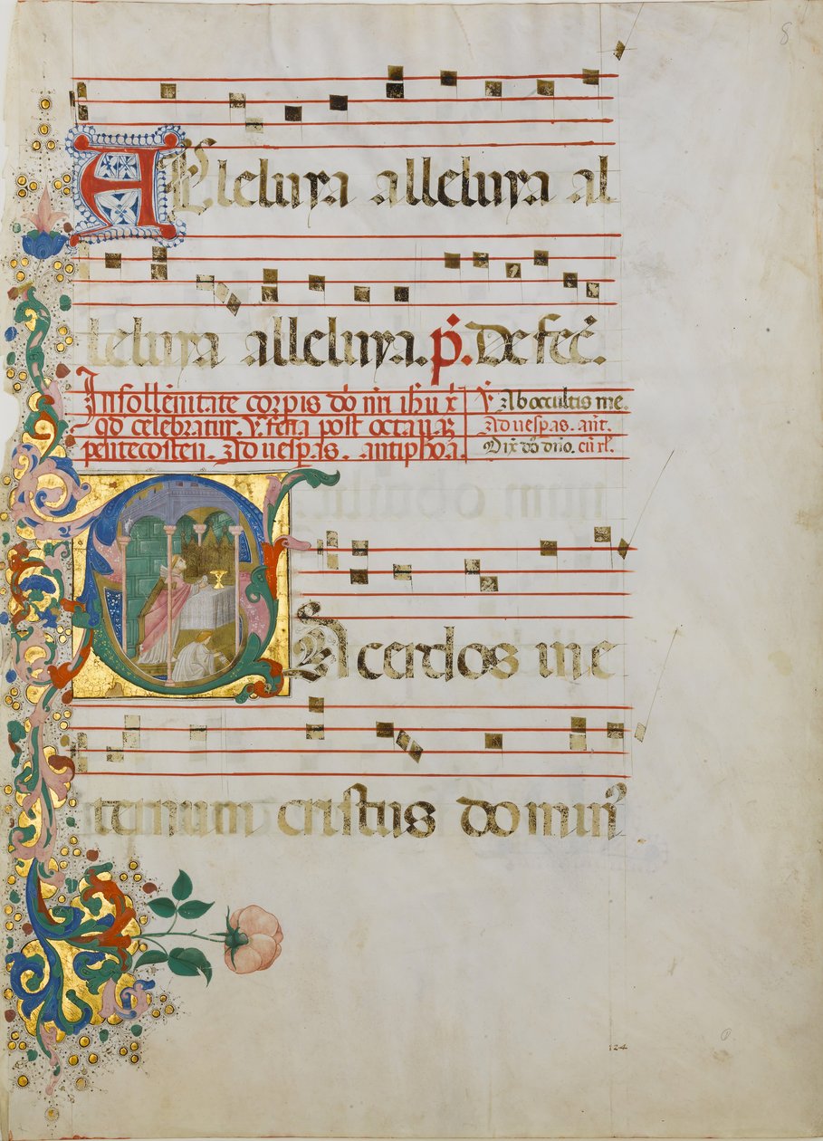Rukopisný list se slavením mše v iniciále S..., druhá polovina 15. století. od Master of the Riccardiana Lactantius