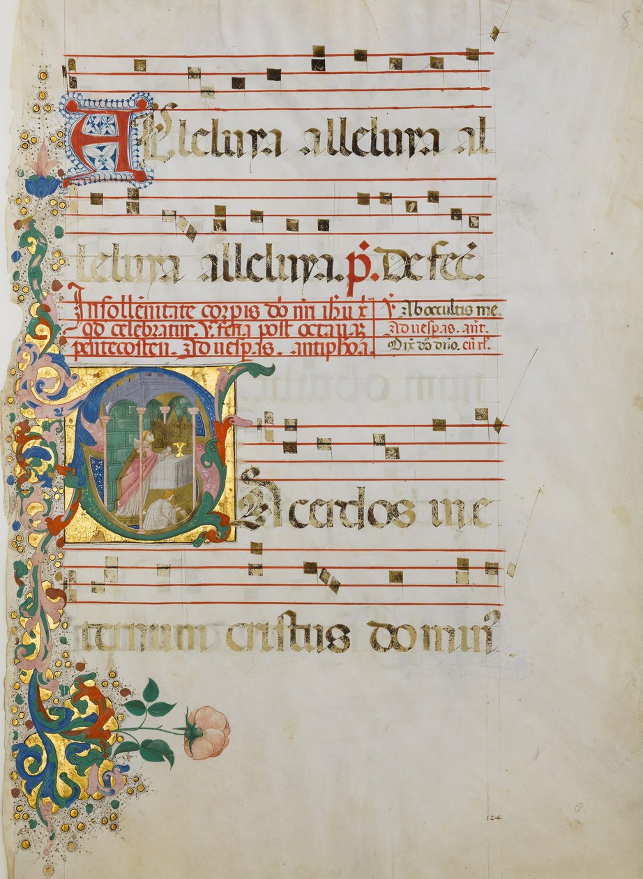 Rukopisný list se slavením mše v iniciále S..., druhá polovina 15. století. od Master of the Riccardiana Lactantius