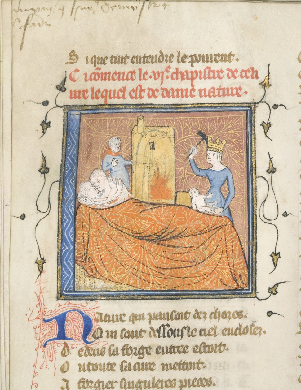 Miniatura z rukopisu Roman de la Rose od Guillaume de Lorris a Jean de Meun, cca 1365 od Master of the Rose novels