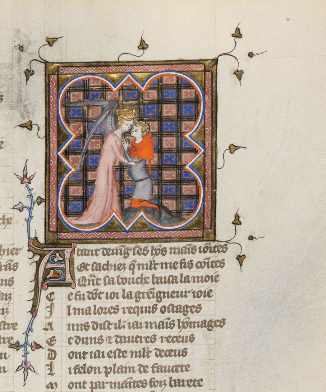 Miniatura z rukopisu Roman de la Rose od Guillaume de Lorris a Jean de Meun, 1353 od Master of the Rose novels