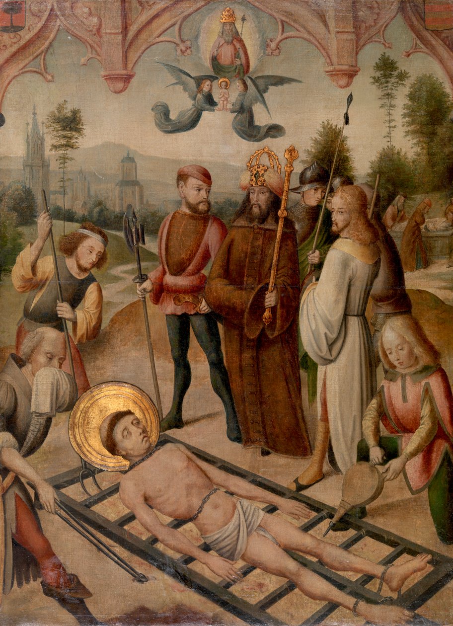 Mučednictví svatého Vavřince od Master of the Saint Ursula Legend