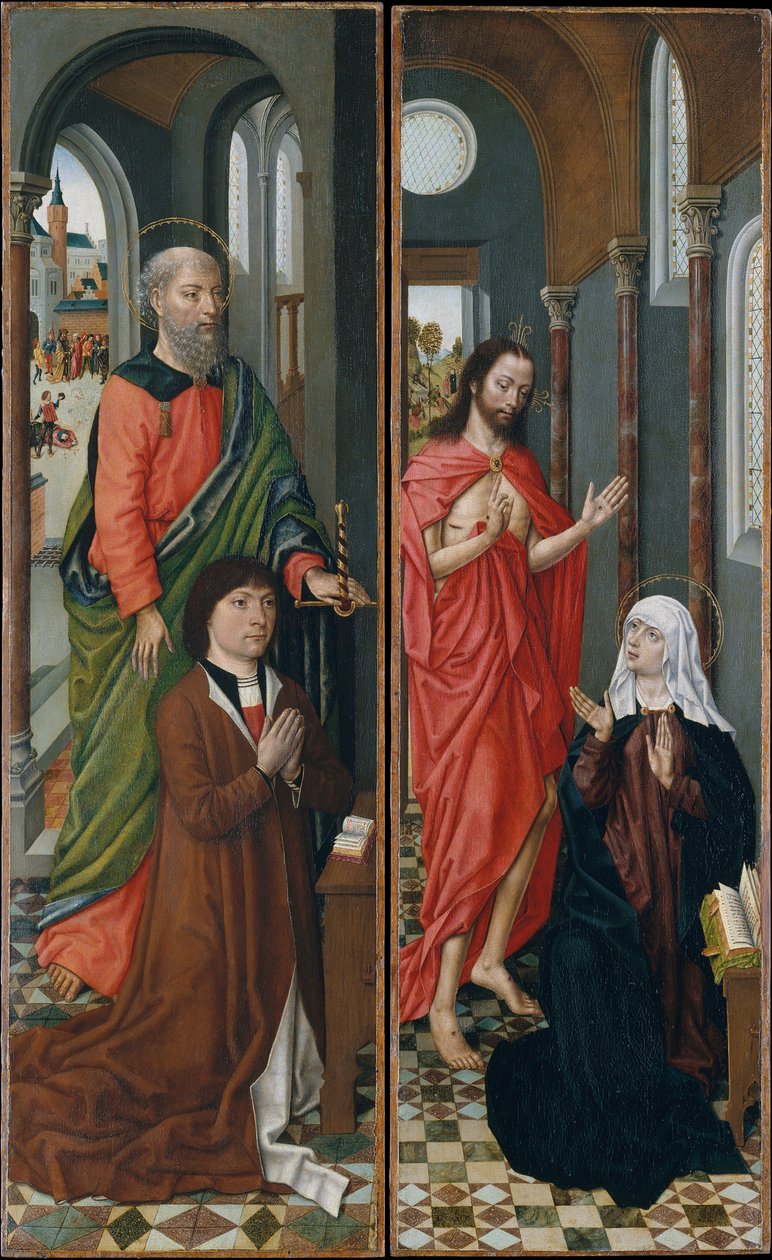 Svatý Pavel s Paolo Pagagnotti, Kristus zjevující se své matce, konec 80. let 14. století. od Master of the Saint Ursula Legend