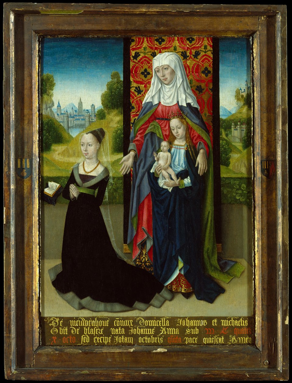Panna a dítě se svatou Annou představující Annu van Nieuwenhove, 1479-82. od Master of the Saint Ursula Legend