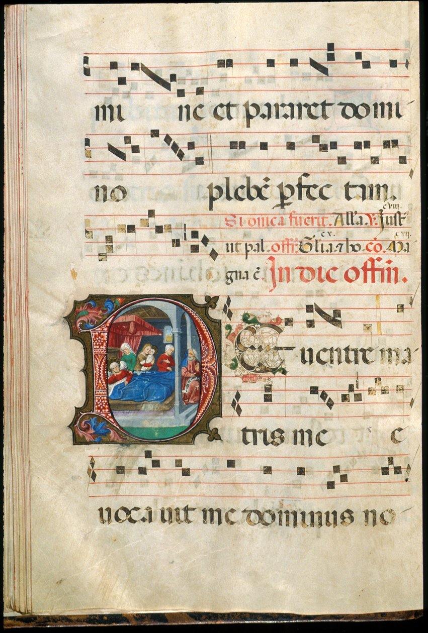 Folio z pozvolného konce 15. století (inkoust, tempera a plátkové zlato na pergamenu) od Master of the Saluces Hours (attr. to)