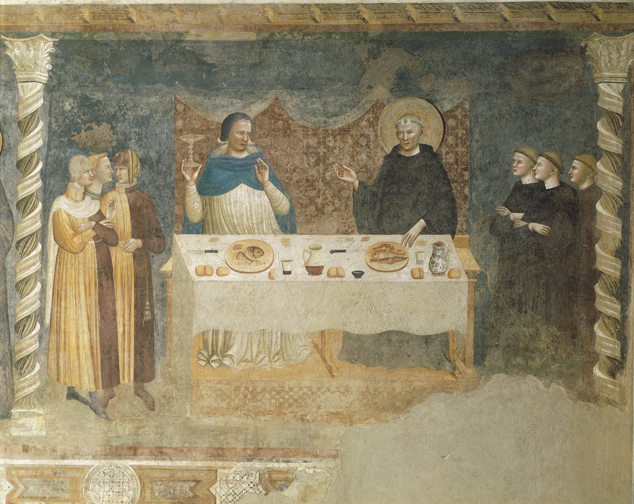 Zázrak svatého Guida z Arezza, freska, refektář, opatství sv. Marie z Pomposy, Emilia-Romagna od Master of the School of Rimini