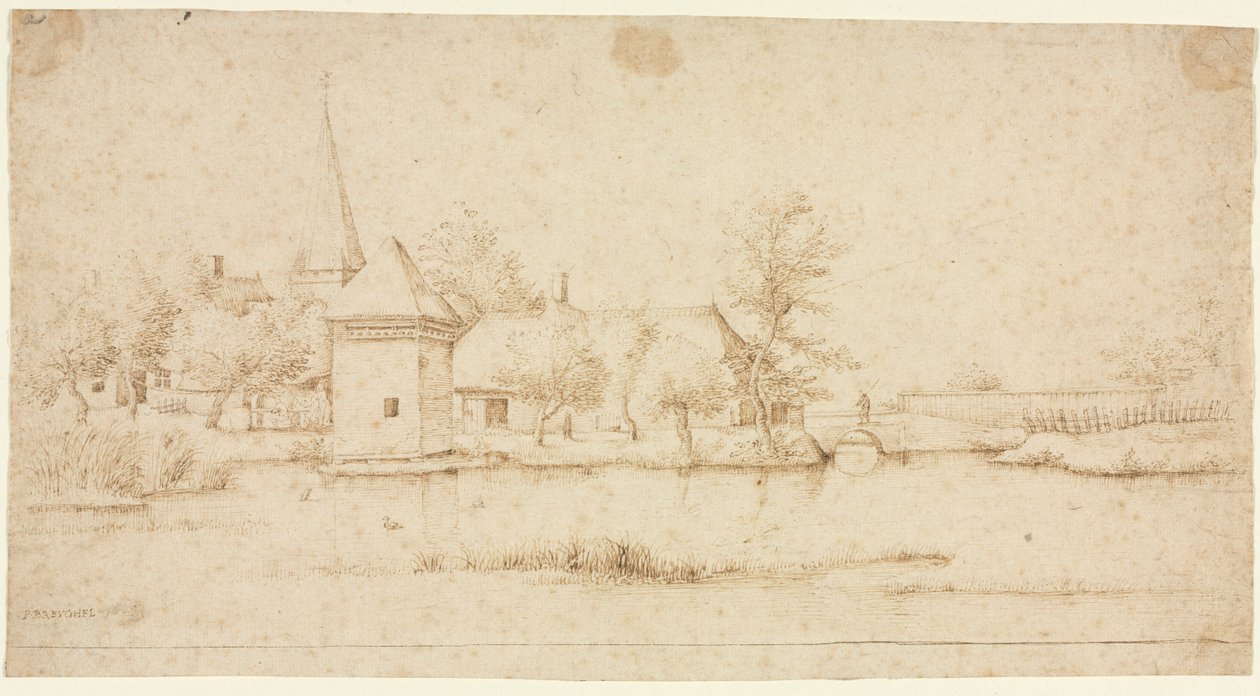 Krajina s vodním příkopem, 1559-1561. od Master of the Small Landscapes