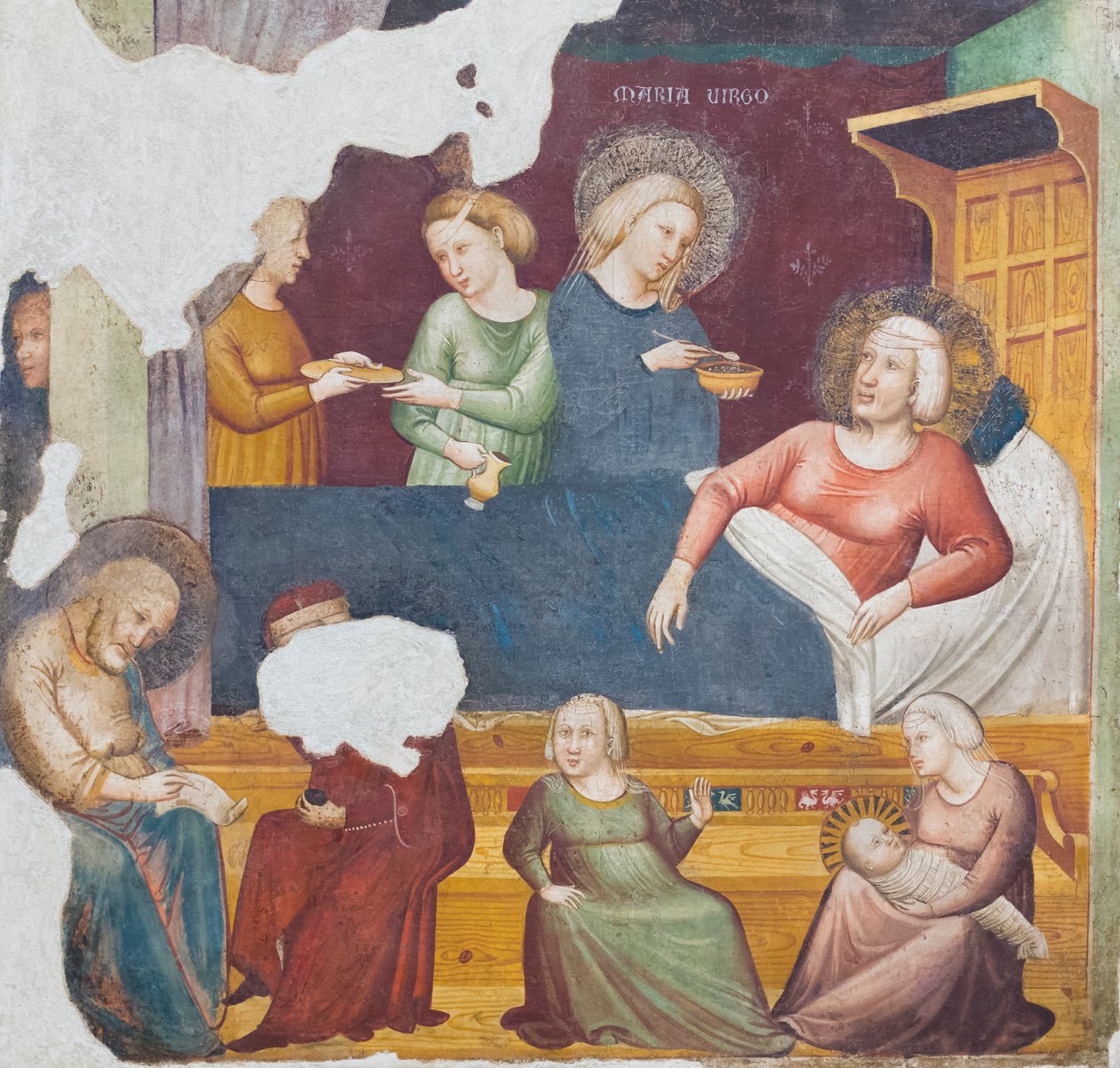 Narození Křtitele, první polovina 14. století (samostatná freska) od Master of the Urbino Coronation